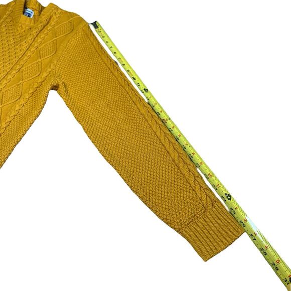 Schott NYC Sweater Men's Heavy Cable Knit Fisherman Yellow M Cotton Preppy Prep - Picture 7 of 7